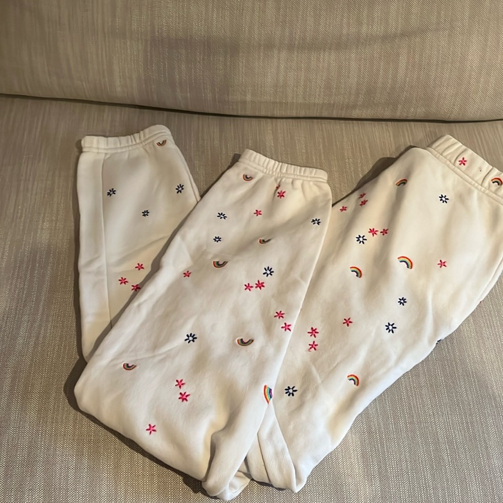Something Navy Sweatpants with Rainbow Embroidery size XS